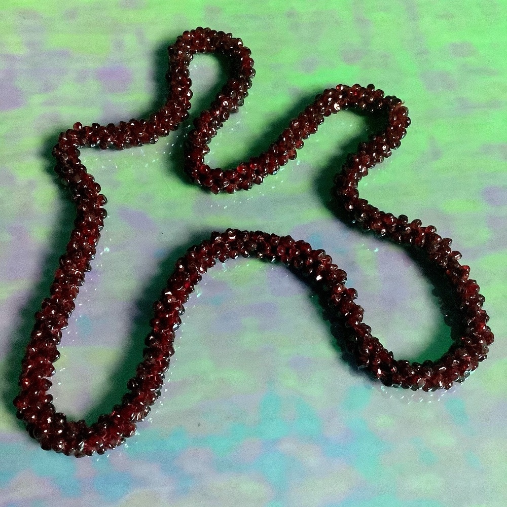 Vintage Garnet Chip Rope Necklace